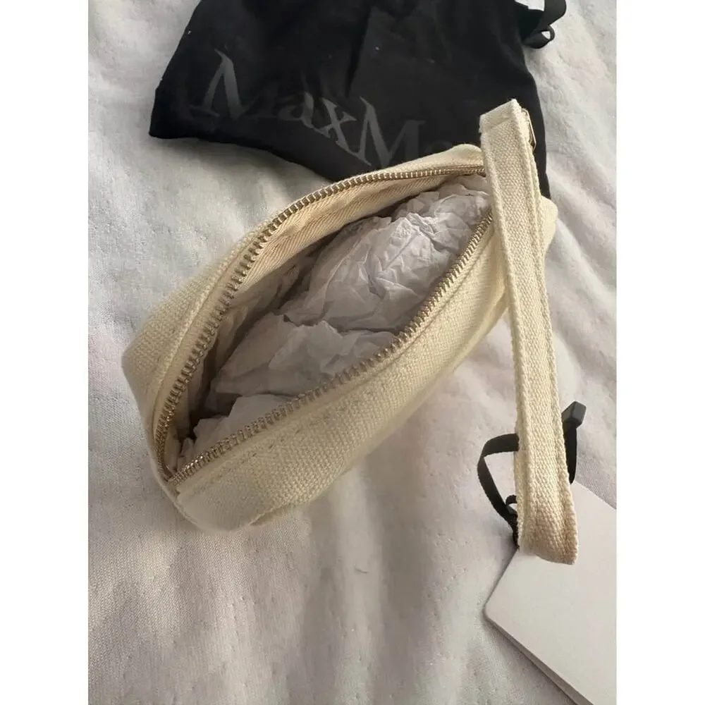 New Tag White Max Mara Cosmetic Bag With Black Pouch